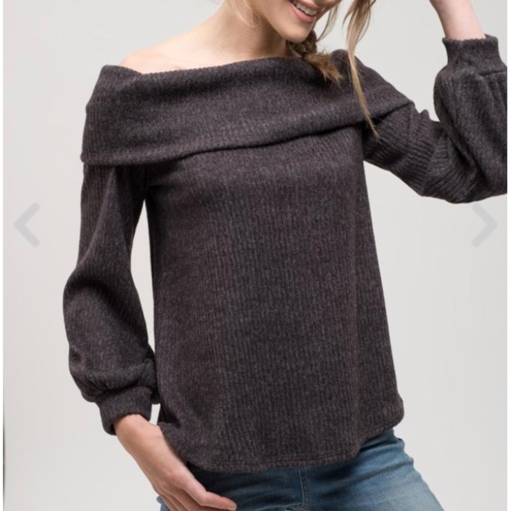 Charcoal Off the Shoulder Top